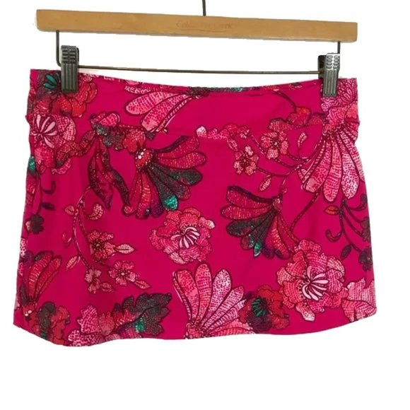 NWT Womens Size 4 Garnet Hill Fuchsia Floral Multicolor Signature Swim Skirt - Picture 1 of 5